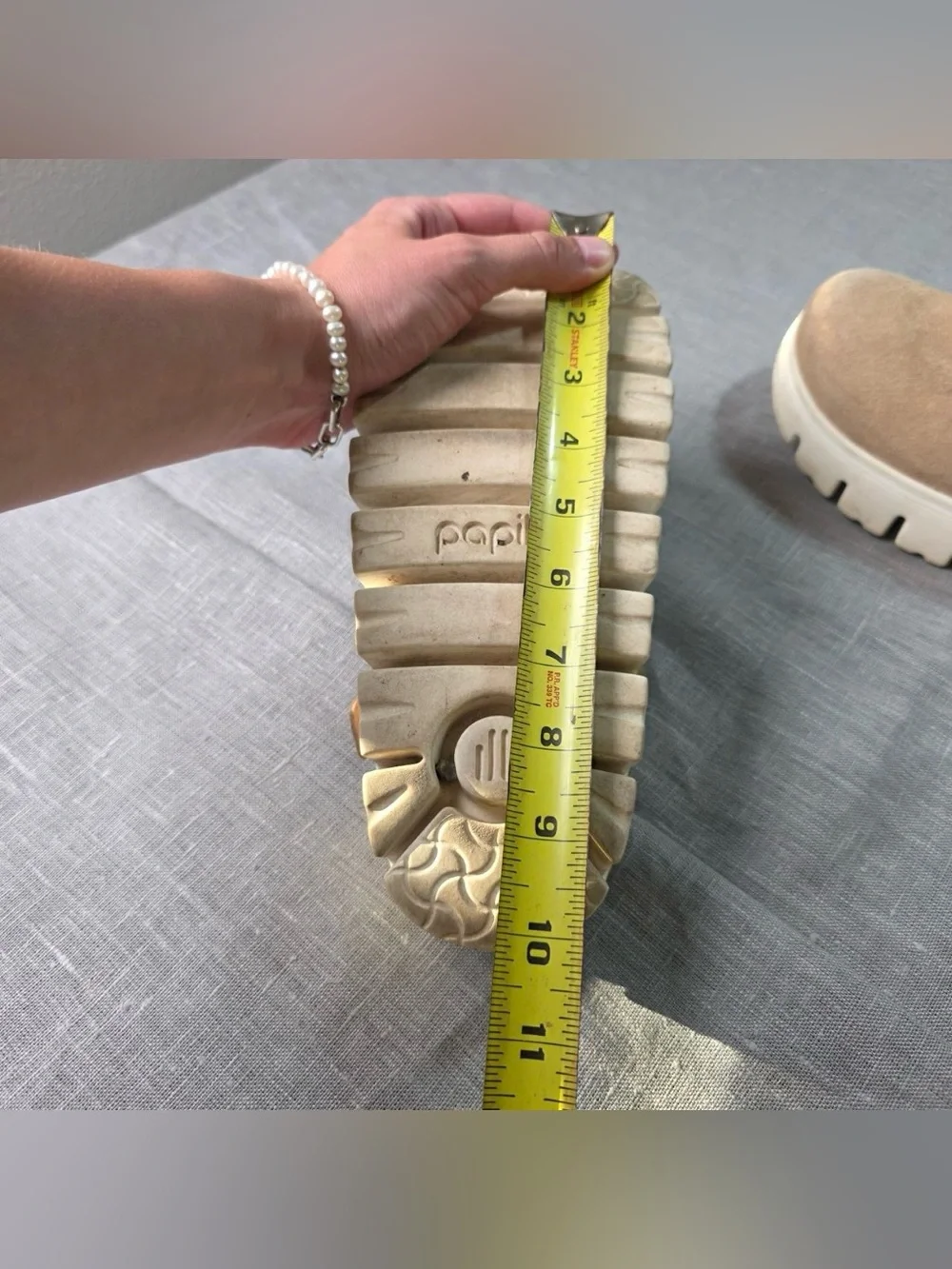 Papillio Birkenstock Boston Platform Clogs Suede Taupe Tan Chunky Mule Mules 36